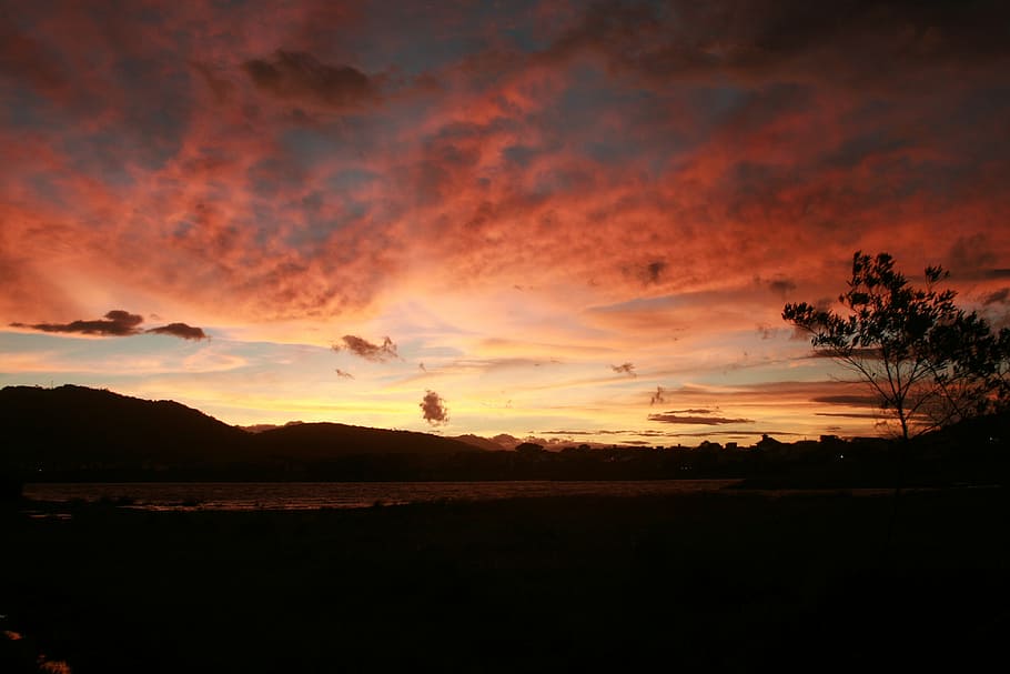sunset, sol, nature, lagoon, pond, colors, sky, cloud - sky HD wallpaper