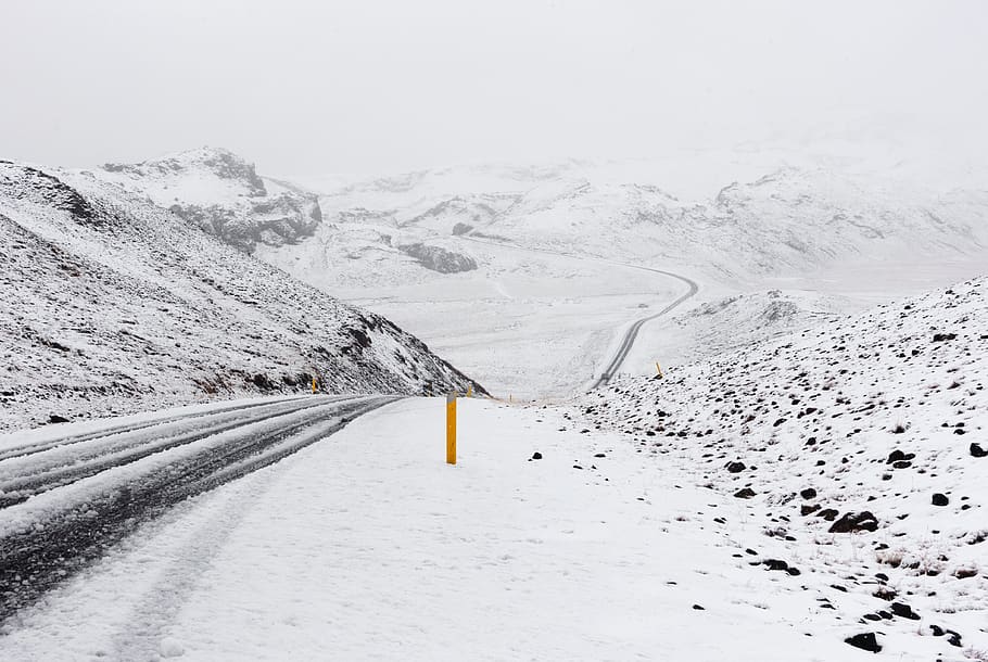 snow, winter, road, path, mountain, highland, landscape, cold HD wallpaper