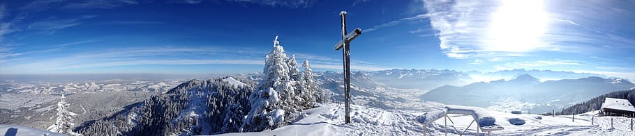 snow, panorama, winter, panoramic image, nature, switzerland HD wallpaper