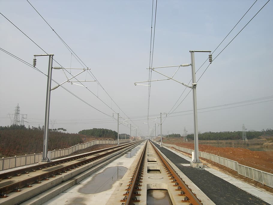 electrified railway, contact network, transportation, electricity HD wallpaper