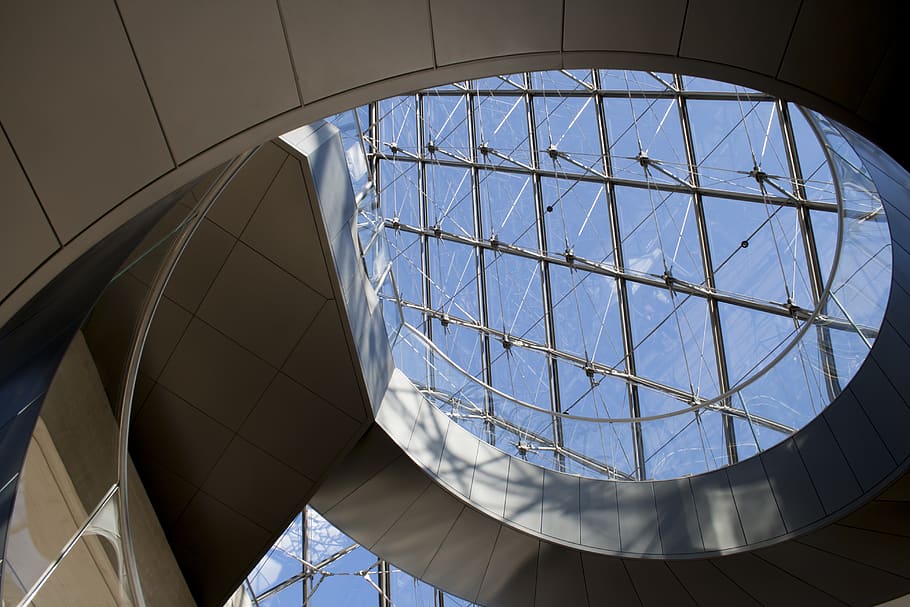staircase, paris, modern, architecture, glass - material, built structure HD wallpaper