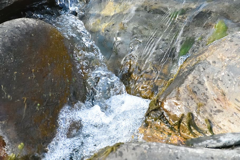 river, water stream, creek, rocks, brook, movement, extremadura HD wallpaper