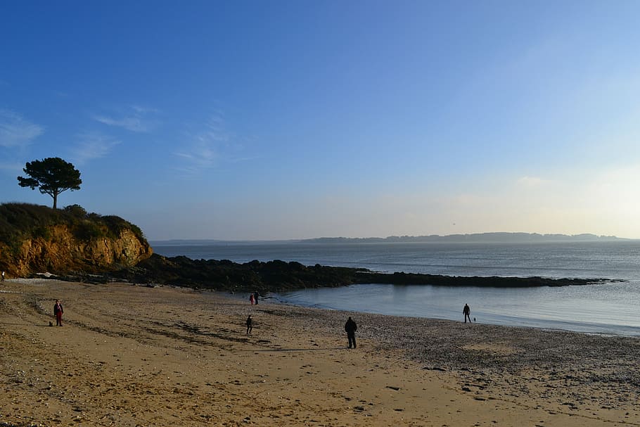 sea, beach, sunset, ocean, brittany, horizon, landscape, sand HD wallpaper