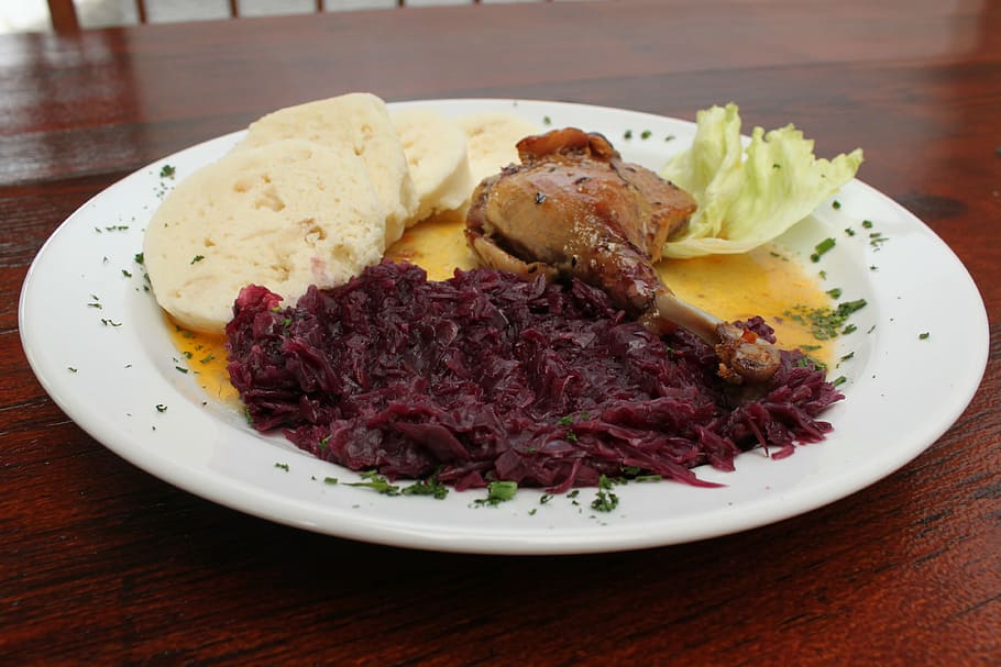 duck, dumplings, cabbage, home, food, plate, food and drink HD wallpaper