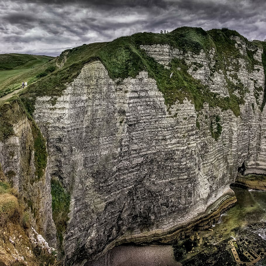 etretat, normandy, white cliffs, rock, postkartenmotiv, port HD wallpaper