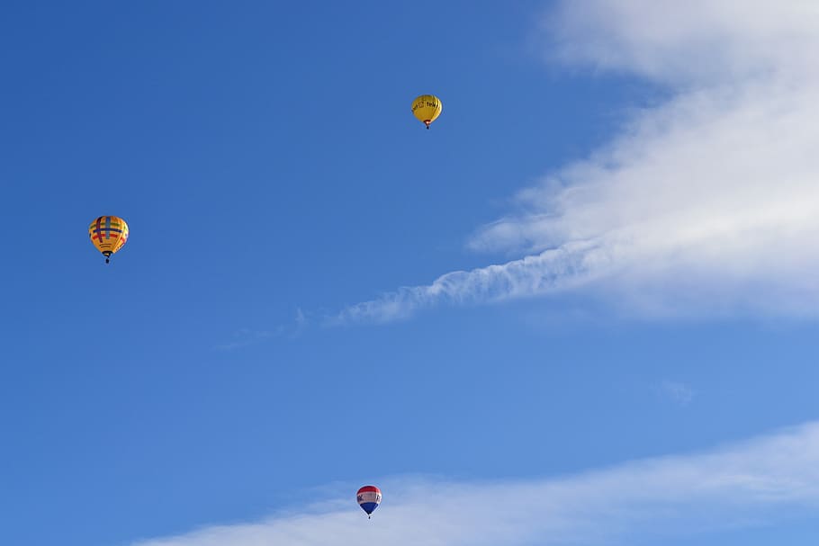 HD wallpaper: hot air balloons, sky, flying, float, blue, the hot air ...