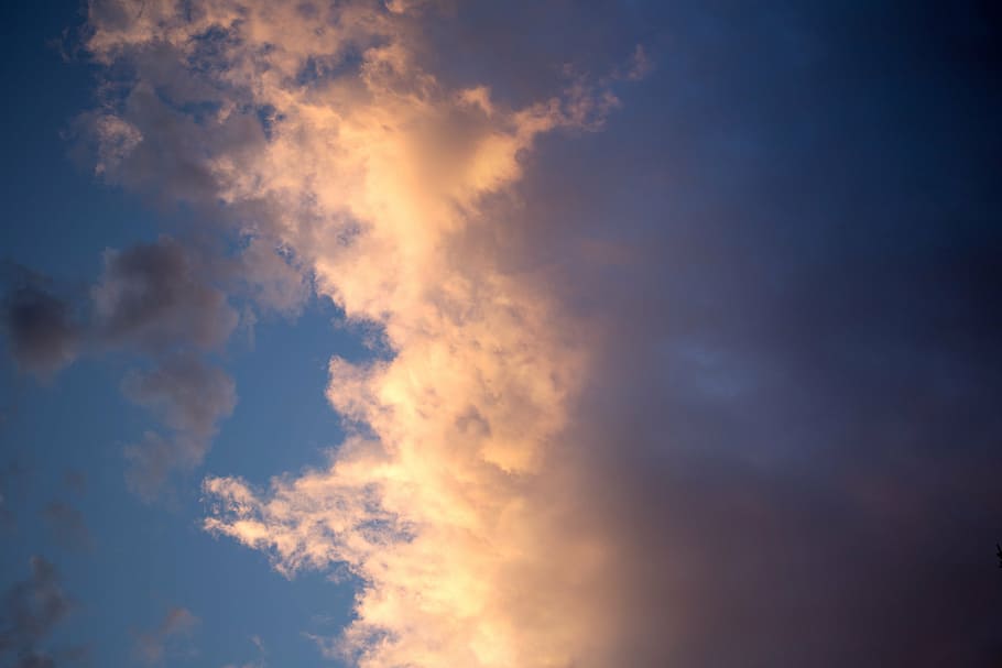 blue and white clouds, nature, sky, sunlight, cloud - sky, low angle view HD wallpaper
