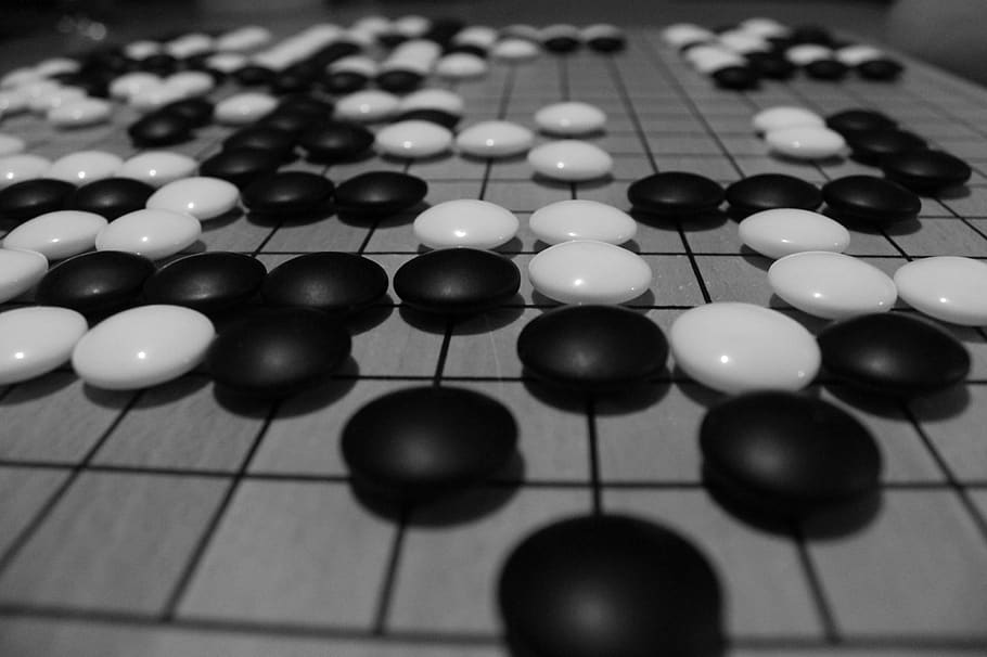 black and white, game, large group of objects, board game, indoors