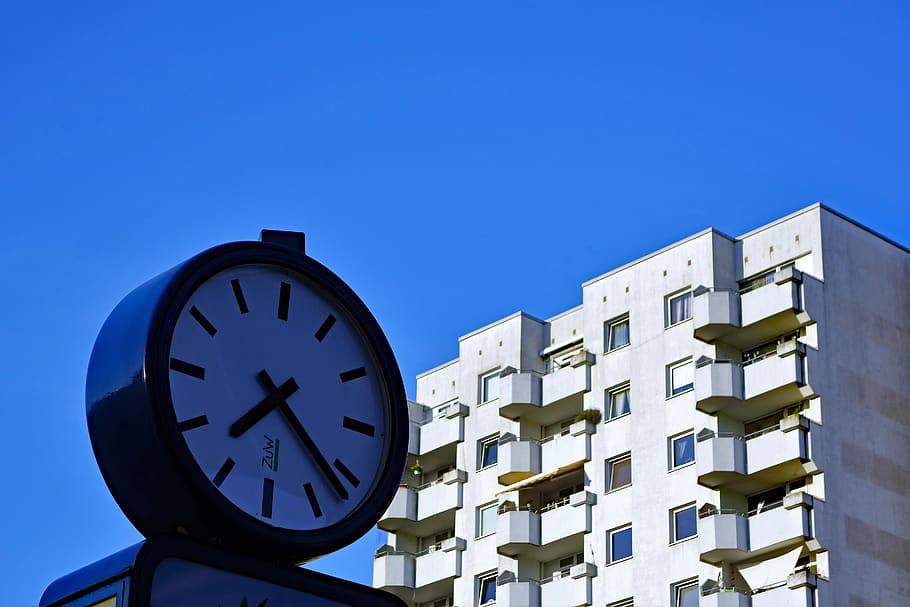 time, time conversion, clock, sky, blue, building exterior HD wallpaper