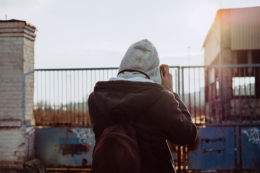outdoors, people, sky, one person, architecture, rear view HD wallpaper