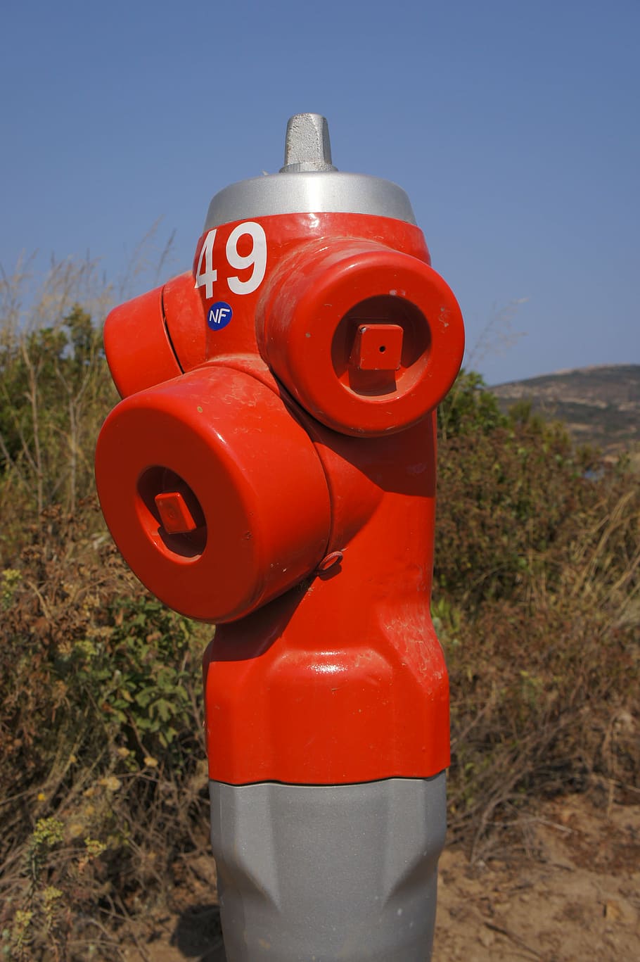 fire hydrant, red, fire department, field, day, blue, sky, nature HD wallpaper