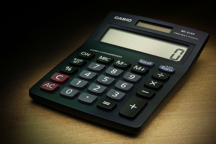 Casio calculator showing 0, the calculation of, zero, money, business, HD wallpaper