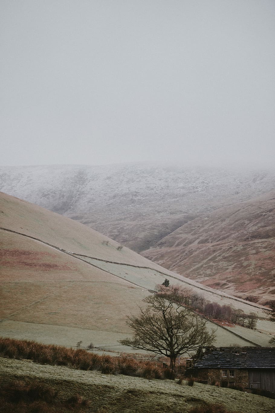 The Peak District, untitled, mountain, mist, fog, cloud, hill HD wallpaper