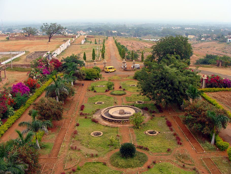 garden, view, flora, trees, frontage, patwardhan palace, jamkhandi HD wallpaper