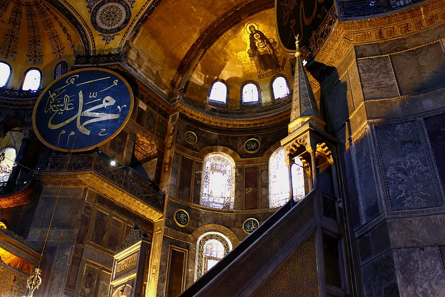 Hagia Sophia, Cami, Istanbul, church, architecture, indoors, HD wallpaper