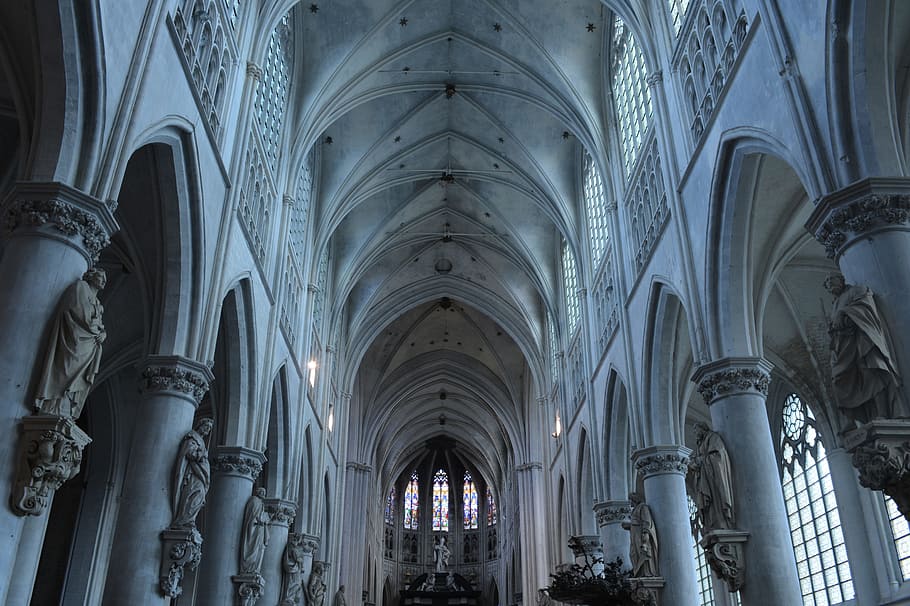 church, vaults, faith, religion, architecture, mechelen, place of worship, HD wallpaper