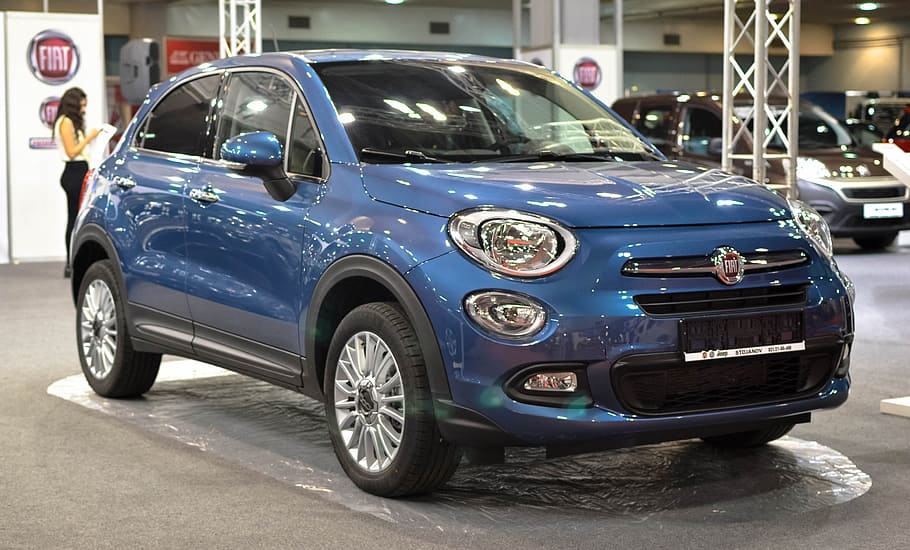 blue FIAT SUV, 500x, car, automotive, automobile, vehicle, drive HD wallpaper