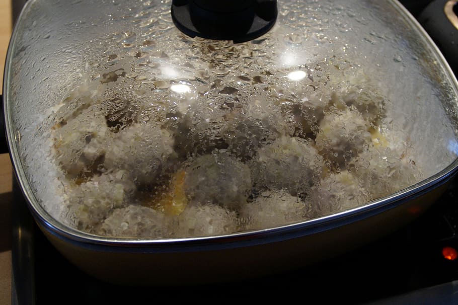 meat balls, meat dumplings, cook, food, pot, lid, stove, kitchen HD wallpaper