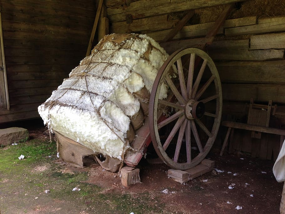 Cotton, Bale, Wagon, Crop, picking, fiber, textile, raw, white HD wallpaper