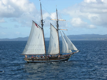 Sailing Ship, Ocean, Schooner, nautical vessel, transportation HD wallpaper
