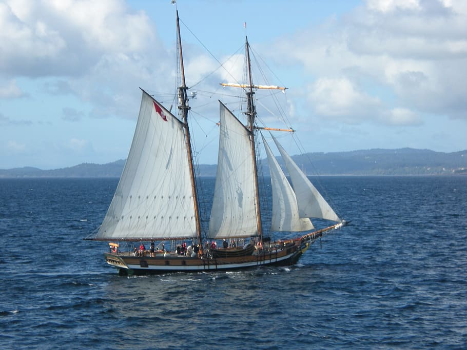 Sailing Ship, Ocean, Schooner, nautical vessel, transportation HD wallpaper