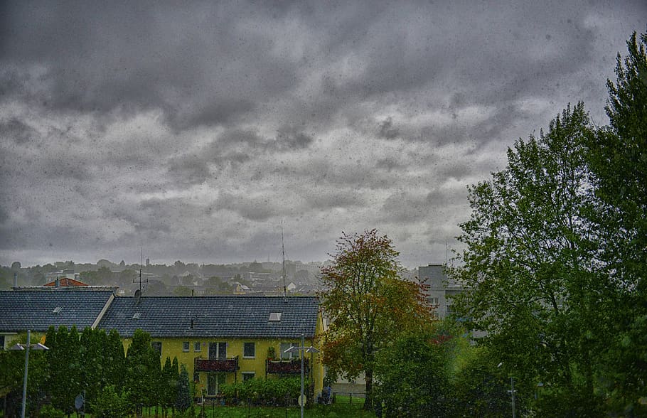 rain, thunderstorm, forward, nature, sky, cloud, dramatic, tree HD wallpaper