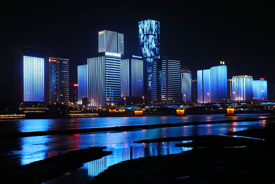 Hd Wallpaper 建筑夜景 Lighted Building At Night China Skyscraper Buildings Wallpaper Flare