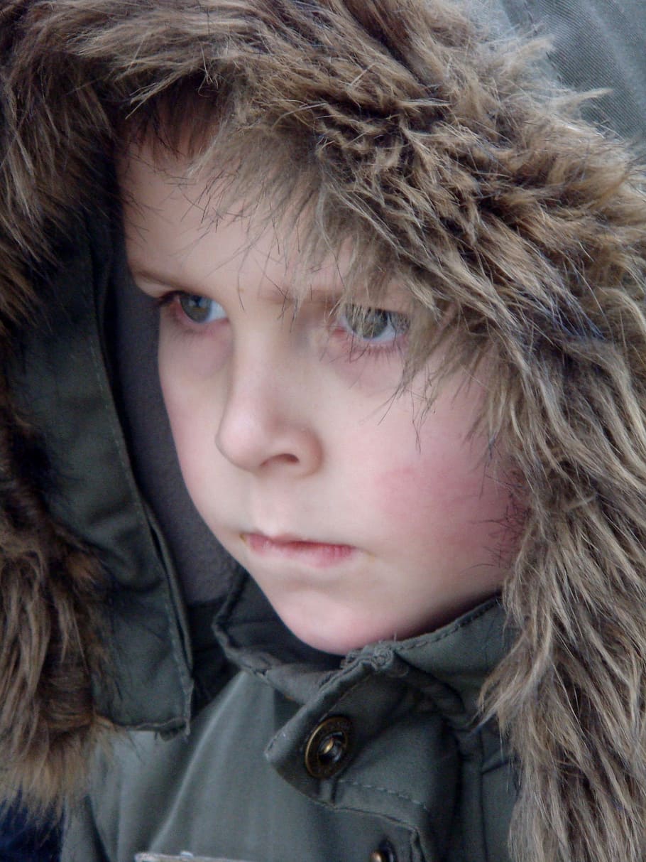 Boy, Hat, Fur, Edge, Winter, Child, Tough, fur edge, watch HD wallpaper