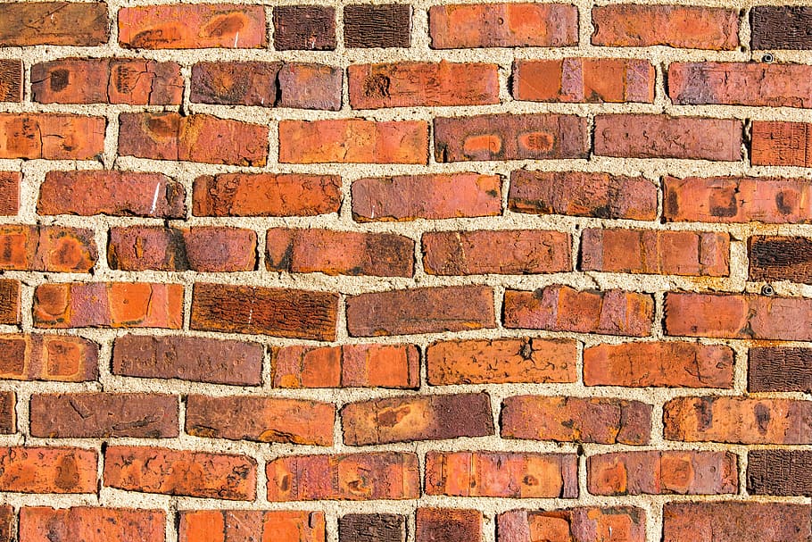 brown and gray brick wall, cement, cube, brickwork, full frame HD wallpaper