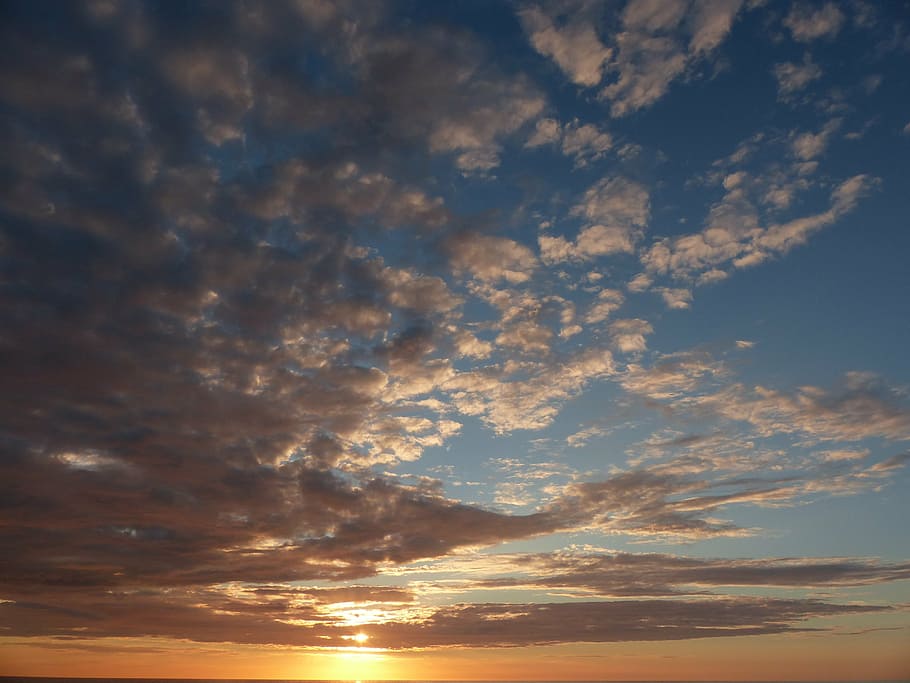 sunset, sky, clouds, horizon, light, cloud - sky, scenics - nature HD wallpaper