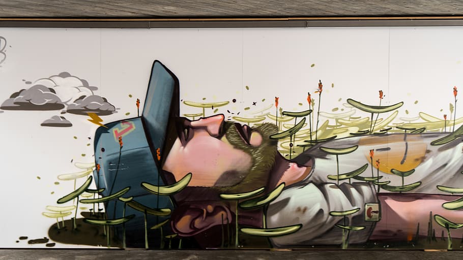 man lying down painting, graffiti, human, decoration, painted HD wallpaper