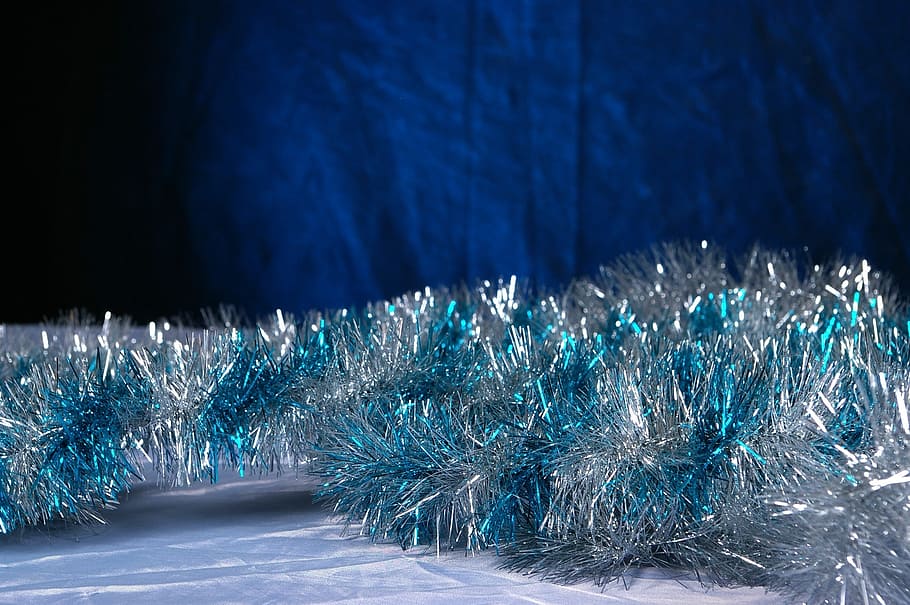silver, blue, decoration, rope, shiny, christmas, holiday, celebration HD wallpaper
