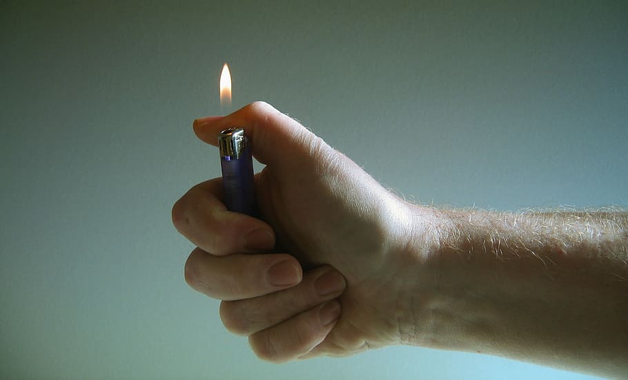 person holding disposable lighter, Hand, Fire, Flame, kindle, HD wallpaper