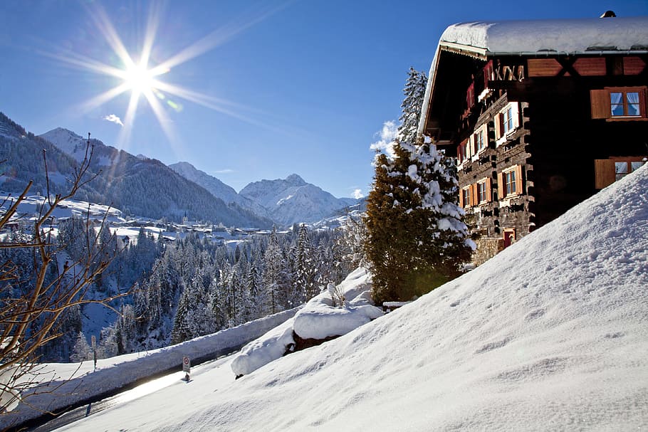 Winter, Kleinwalsertal, Landscape, snow, cold temperature, built structure HD wallpaper