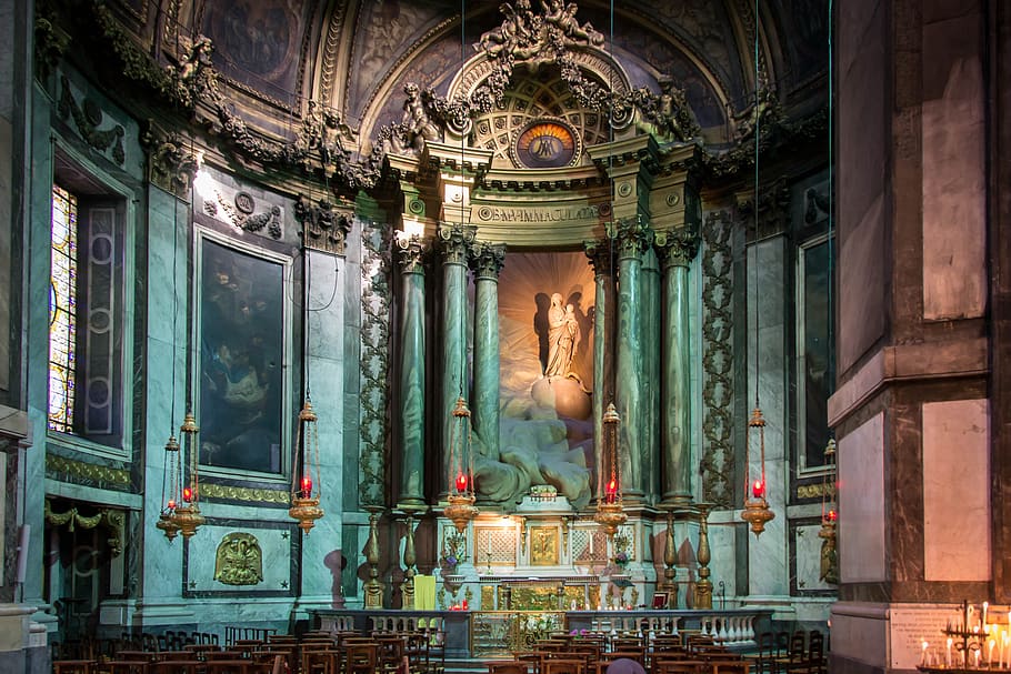 church, chapel, roman catholic, saint-sulpice, paris, france, HD wallpaper