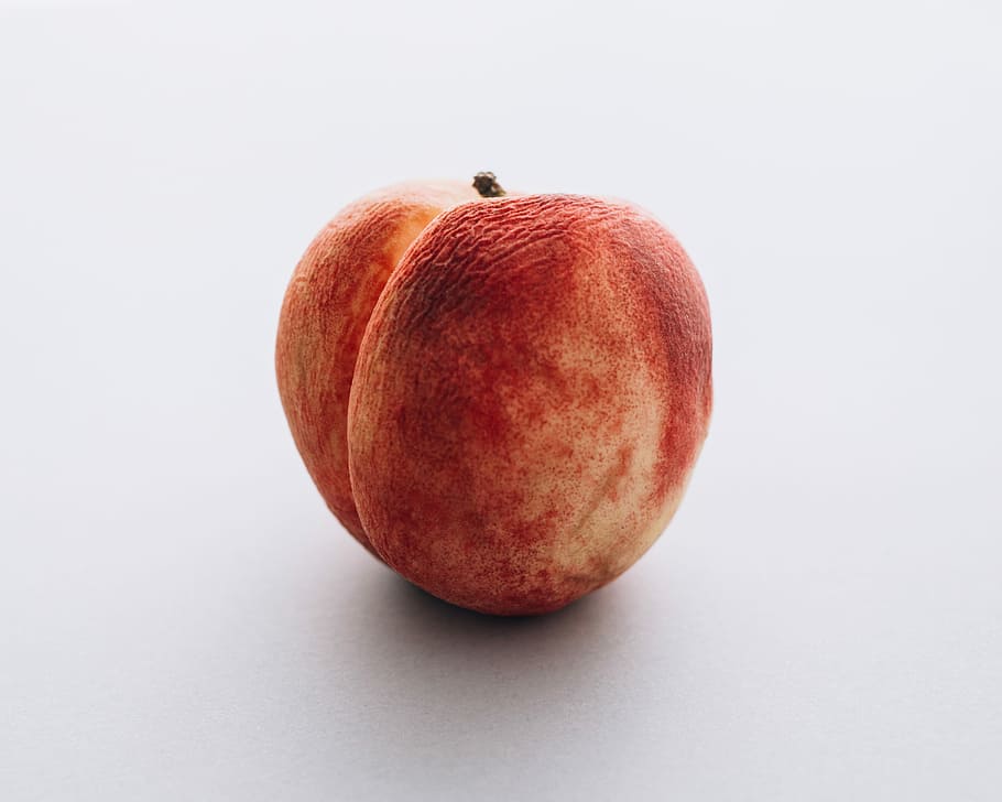 ripe peach fruit, red fruit, wrinkled, white, orange, healthy eating HD wallpaper