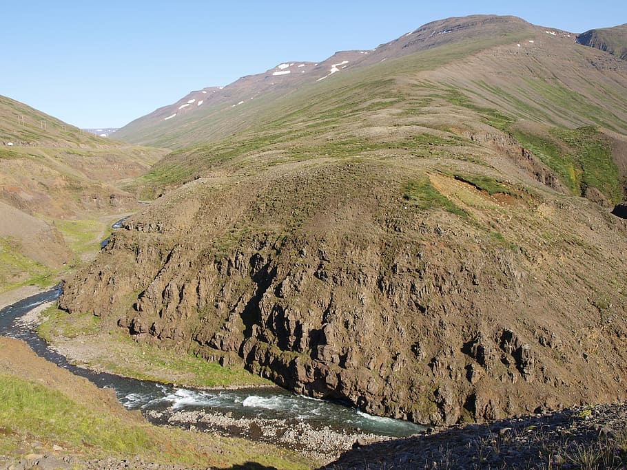 Iceland, Riverbed, River, Valley, landscape, mountains, hill HD wallpaper