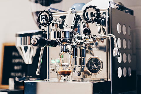 espresso machine, silver espresso maker near black coffeemaker HD wallpaper