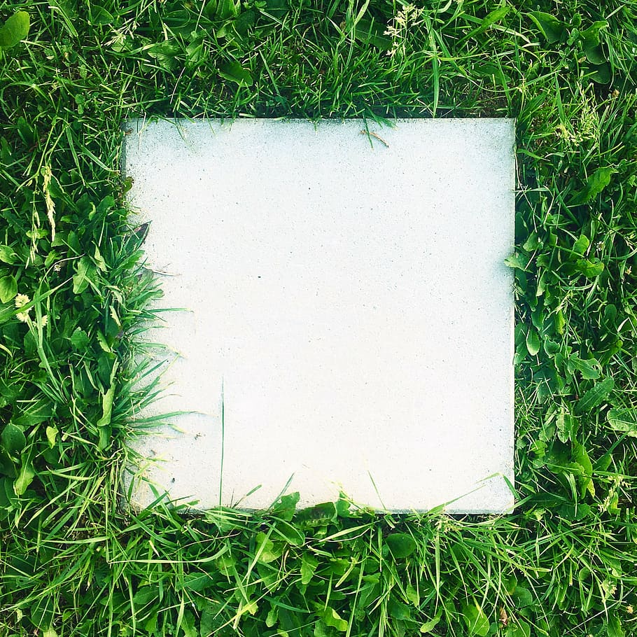 grass, concrete, tile, green, natural, exterior, plain, space HD wallpaper