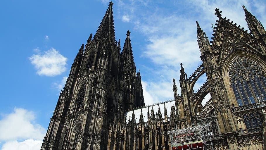 cologne, dom, sky, scaffold, low angle view, architecture, built structure HD wallpaper