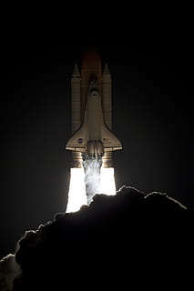 launch, liftoff, night, space shuttle, discovery, spaceship HD wallpaper