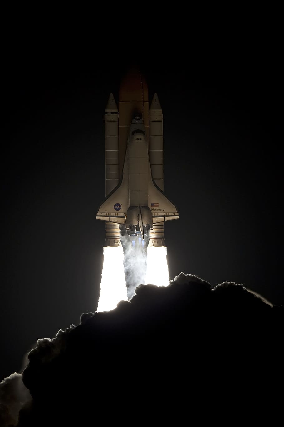 launch, liftoff, night, space shuttle, discovery, spaceship, HD wallpaper