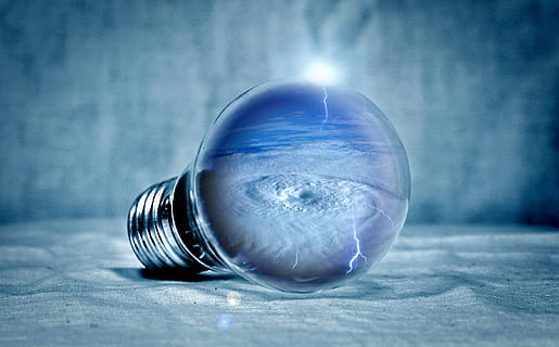 light bulb 3D wallpaper, tornado, clouds, selva marine, pear HD wallpaper
