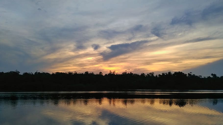 quiet, charming, without sin, water, sky, cloud - sky, tree HD wallpaper