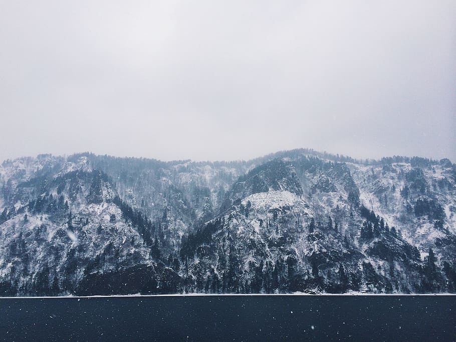 mountain covered by snow at winter, mountains covered with snow during daytime HD wallpaper