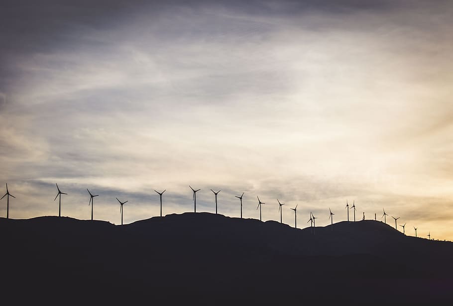 windmill, dark, mountain, air, travel, adventure, sunset, shadow HD wallpaper