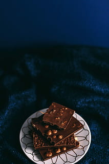 Close up a nut chocolate bar, sweet, candy, dark, dessert, sweet Food HD wallpaper