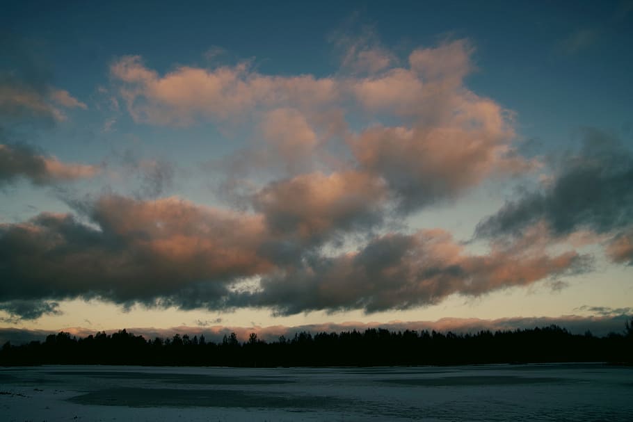 Scenic View of Cloudy Sky, afterglow, backlit, clouds, dawn, dusk HD wallpaper