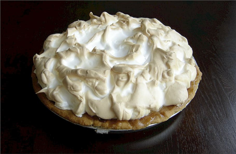 baked pie with whip cream, key lime, dessert, food, meringue