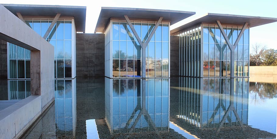 museum, architecture, reflection, building, day, building exterior HD wallpaper